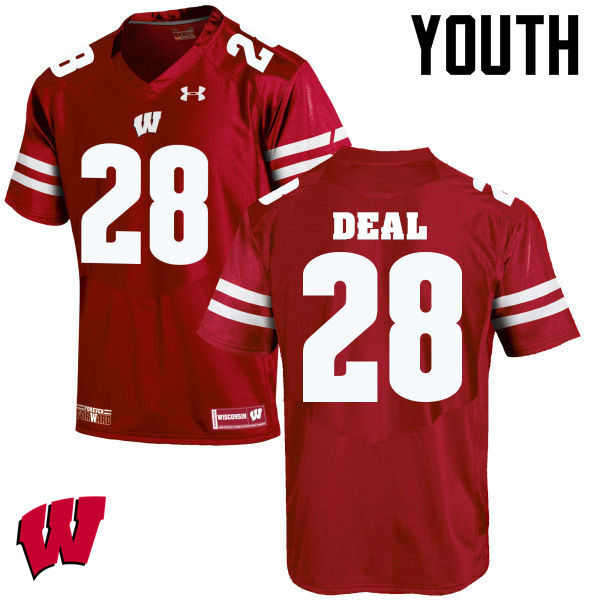 Youth Wisconsin Badgers #28 Taiwan Deal College Football Jerseys-Red - Click Image to Close